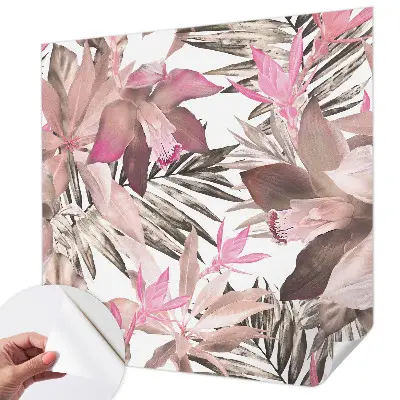Selbstklebende Fototapete fürs Schlafzimmer mit exotischem Blumenmotiv