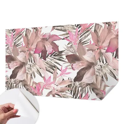 Selbstklebende Fototapete fürs Schlafzimmer mit exotischem Blumenmotiv