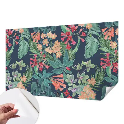 Motivtapete nach Maß mit tropischen Blumenmotiv