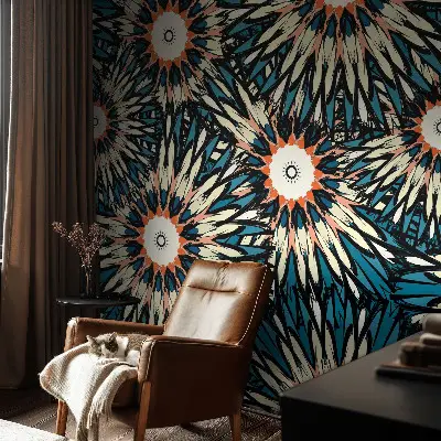 Selbstklebende Fototapete fürs Wohnzimmer mit Blumenmotiv namens 