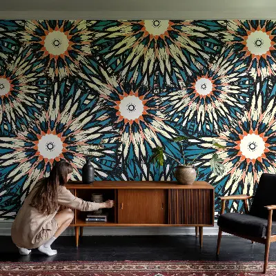 Selbstklebende Fototapete fürs Wohnzimmer mit Blumenmotiv namens 