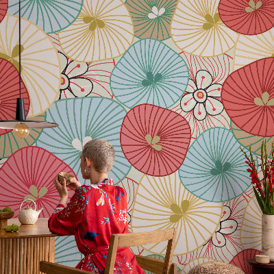 12D-Fototapete fürs Schlafzimmer Blumenmuster