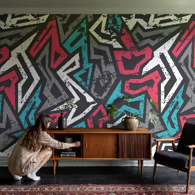 Selbstklebende Fototapete fürs Schlafzimmer mit abstraktem Mosaikmotiv
