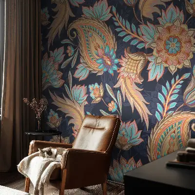 13D-Fototapete fürs Wohnzimmer mit Blumenmuster