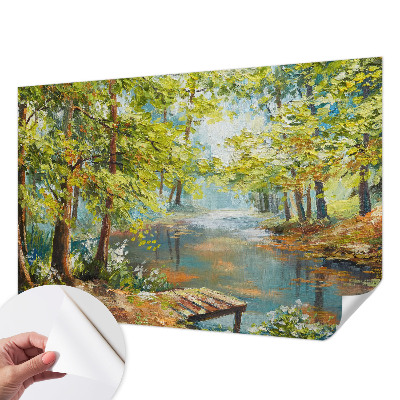 Selbstklebende Fototapete für die Wand mit idyllischem See als Motiv