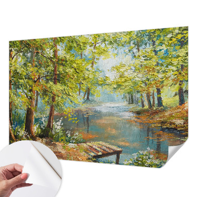 Selbstklebende Fototapete für die Wand mit idyllischem See als Motiv