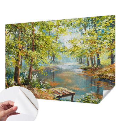 Selbstklebende Fototapete für die Wand mit idyllischem See als Motiv