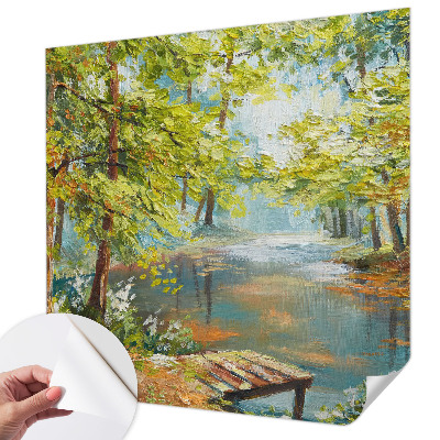 Selbstklebende Fototapete für die Wand mit idyllischem See als Motiv