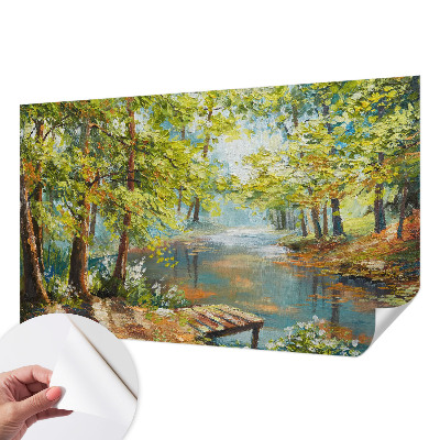 Selbstklebende Fototapete für die Wand mit idyllischem See als Motiv