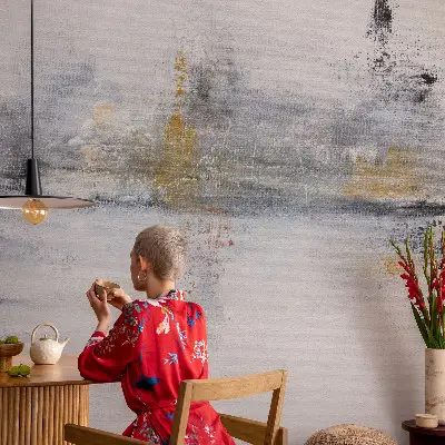 Selbstklebende Fototapete fürs Wohnzimmer mit harmonischer abstrakter Gestaltung