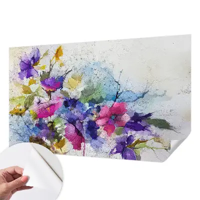 Selbstklebende Fototapete fürs Schlafzimmer mit abstrakten Blumenmotiven