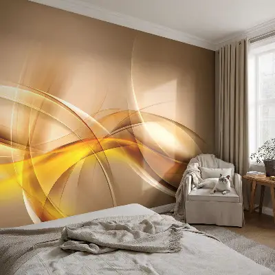 14D-Fototapete fürs Schlafzimmer mit sanften Linien als beruhigendes Wandbild