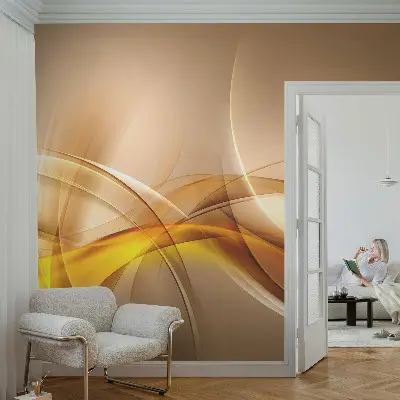 14D-Fototapete fürs Schlafzimmer mit sanften Linien als beruhigendes Wandbild