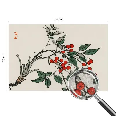 Selbstklebende Fototapete fürs Schlafzimmer mit einem Zweig voller Beeren als Motiv