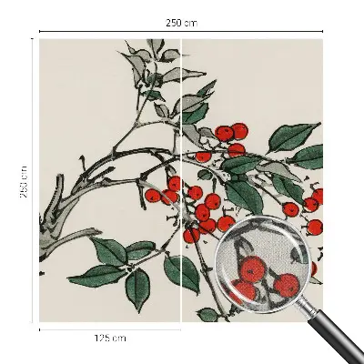 Selbstklebende Fototapete fürs Schlafzimmer mit einem Zweig voller Beeren als Motiv