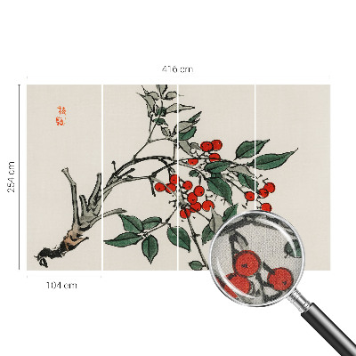 Selbstklebende Fototapete fürs Schlafzimmer Ein Zweig Beeren