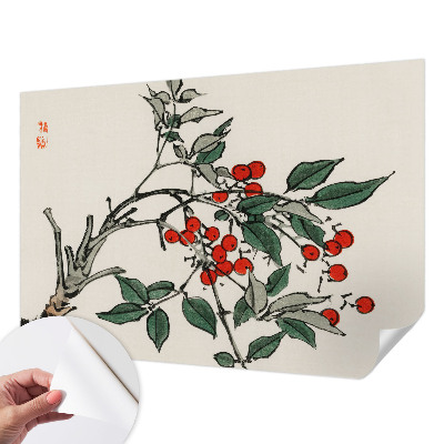 Selbstklebende Fototapete fürs Schlafzimmer Ein Zweig Beeren