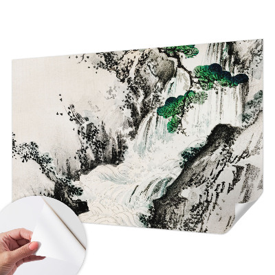 Fototapete in 3D-Optik mit einem Wasserfallmotiv der Natur