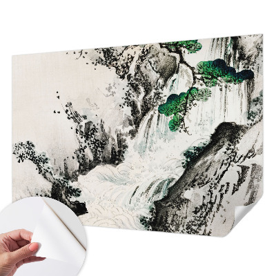 Fototapete in 3D-Optik mit einem Wasserfallmotiv der Natur