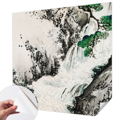 Fototapete in 3D-Optik mit einem Wasserfallmotiv der Natur