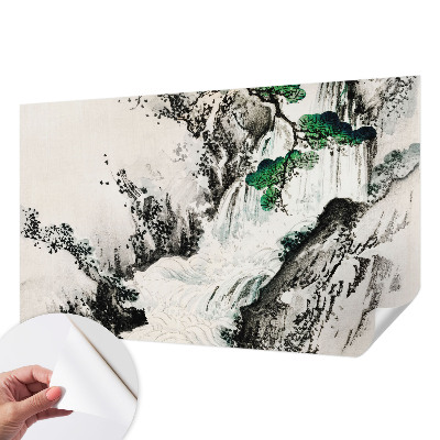 Fototapete in 3D-Optik mit einem Wasserfallmotiv der Natur