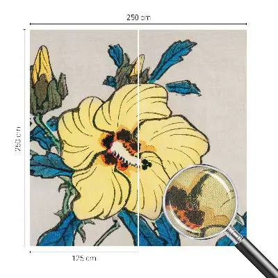 15D-Fototapete fürs Wohnzimmer mit gelber Blumenillustration
