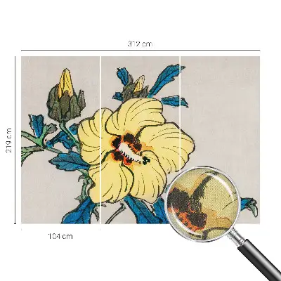 15D-Fototapete fürs Wohnzimmer mit gelber Blumenillustration