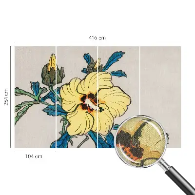 15D-Fototapete fürs Wohnzimmer mit gelber Blumenillustration