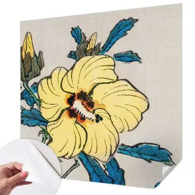 15D-Fototapete fürs Wohnzimmer mit gelber Blumenillustration