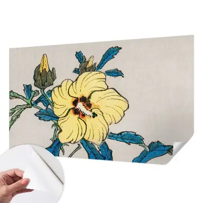 15D-Fototapete fürs Wohnzimmer mit gelber Blumenillustration
