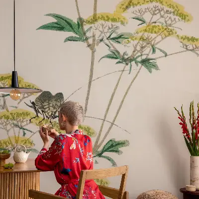 15D-Fototapete fürs Schlafzimmer mit floralem Naturmotiv