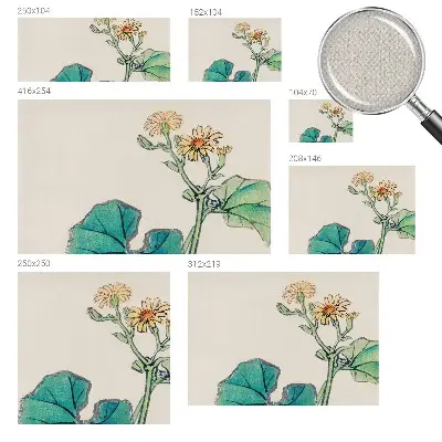 Moderne Fototapete nach Maß mit Motiv aus Blüten und Blättern