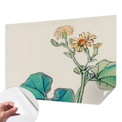 Moderne Fototapete nach Maß mit Motiv aus Blüten und Blättern