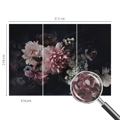 Fototapete in 3D-Optik mit einem Blumenarrangement