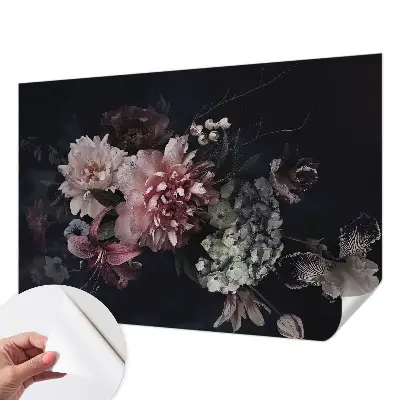 Fototapete in 3D-Optik mit einem Blumenarrangement