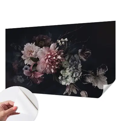 Fototapete in 3D-Optik mit einem Blumenarrangement