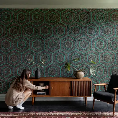Selbstklebende Fototapete fürs Wohnzimmer mit geometrischem Muster