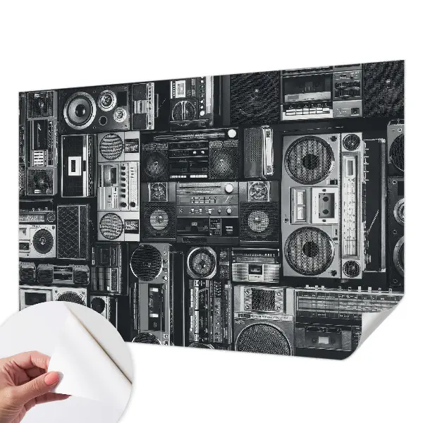 Selbstklebende Fototapete fürs Schlafzimmer mit Retro-Radio-Motiv