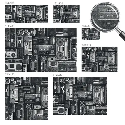 Selbstklebende Fototapete fürs Schlafzimmer mit Retro-Radio-Motiv