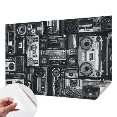 Selbstklebende Fototapete fürs Schlafzimmer mit Retro-Radio-Motiv