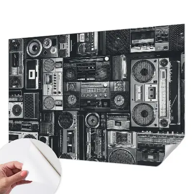 Selbstklebende Fototapete fürs Schlafzimmer mit Retro-Radio-Motiv