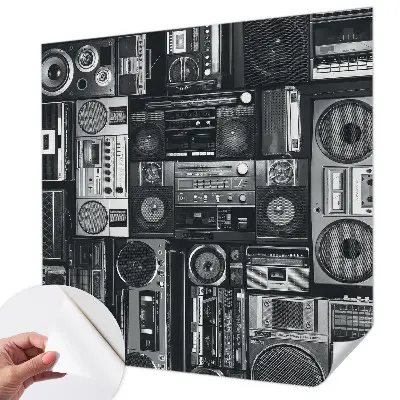 Selbstklebende Fototapete fürs Schlafzimmer mit Retro-Radio-Motiv