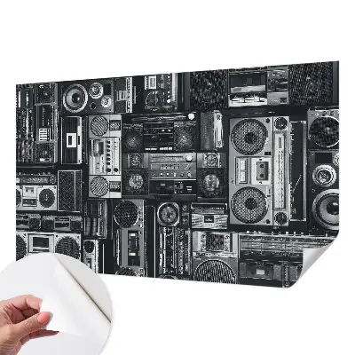 Selbstklebende Fototapete fürs Schlafzimmer mit Retro-Radio-Motiv