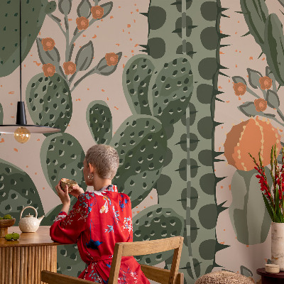 Fototapete in 3D-Optik Grüne Kakteen