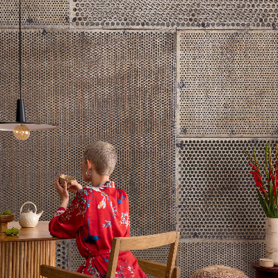 Selbstklebende Fototapete fürs Wohnzimmer Metallische Muster