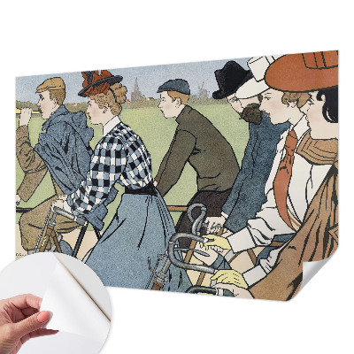18D-Fototapete fürs Wohnzimmer mit Vintage-Motiv eines Radfahrers