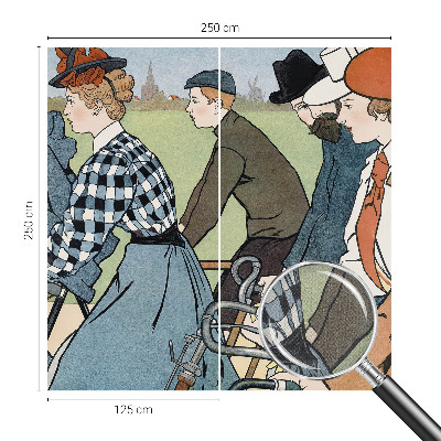 18D-Fototapete fürs Wohnzimmer mit Vintage-Motiv eines Radfahrers