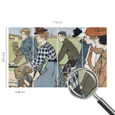 18D-Fototapete fürs Wohnzimmer mit Vintage-Motiv eines Radfahrers