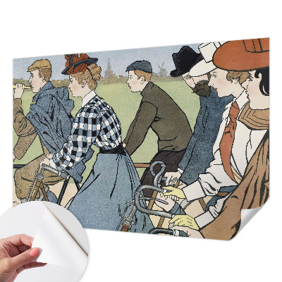 18D-Fototapete fürs Wohnzimmer mit Vintage-Motiv eines Radfahrers