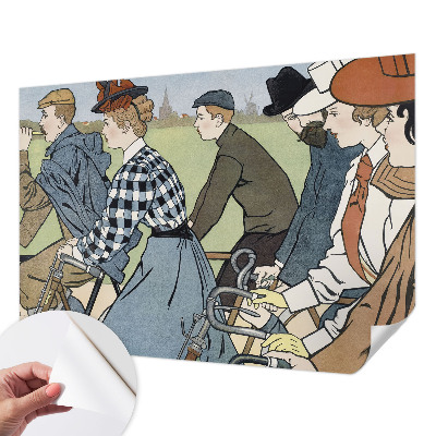 18D-Fototapete fürs Wohnzimmer mit Vintage-Motiv eines Radfahrers